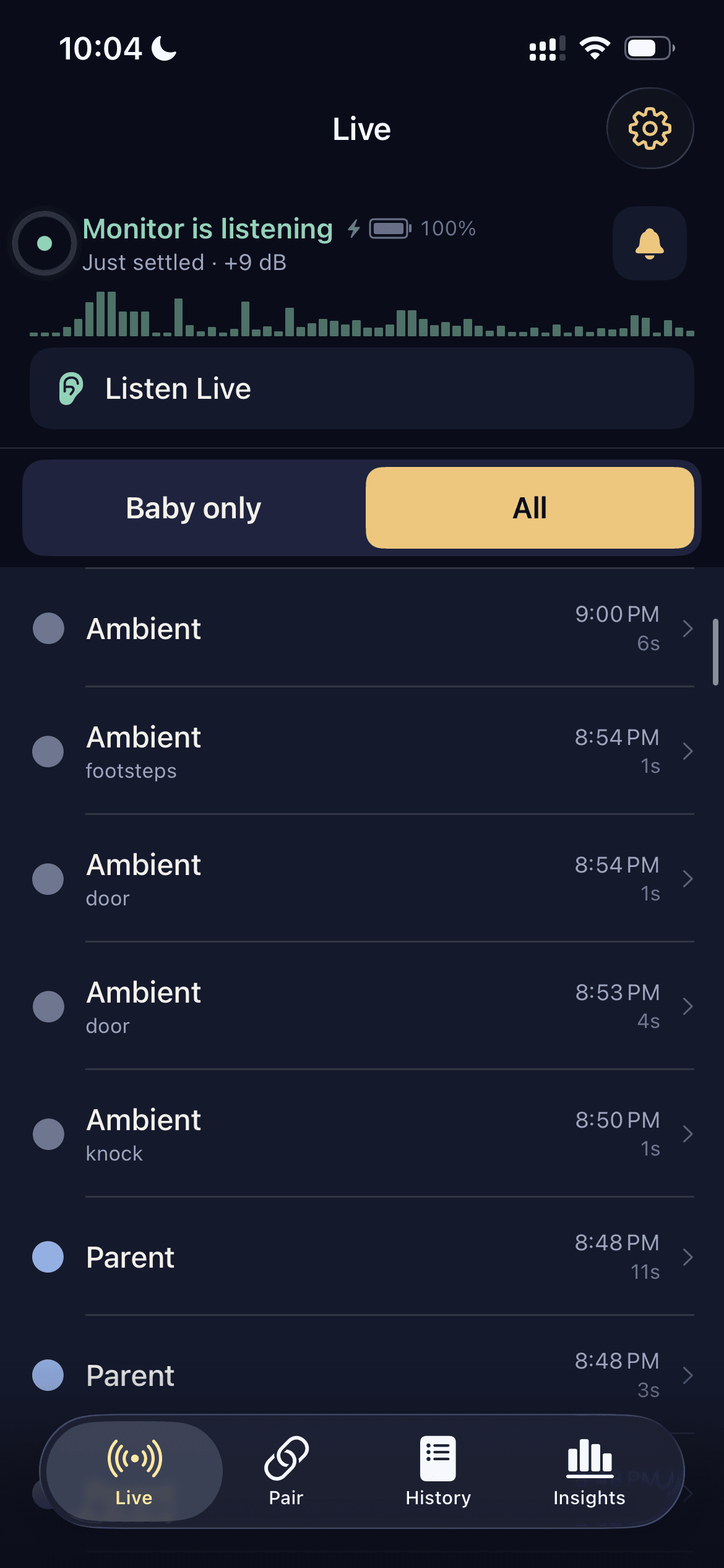 Session detail with cluster-by-time event timeline